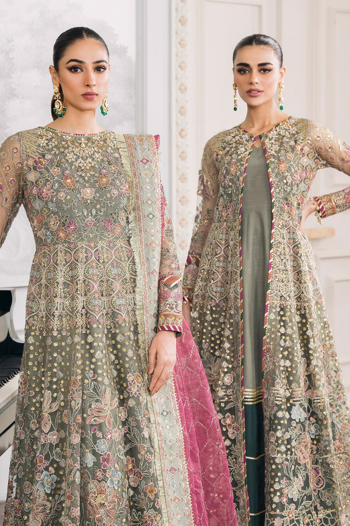 EMBROIDERED NET CH12-02 UNSTITCHED