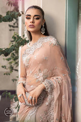 Maria B Sari UNSTITCHED CHIFFON | MPC-23-105 PEACH AND GREY